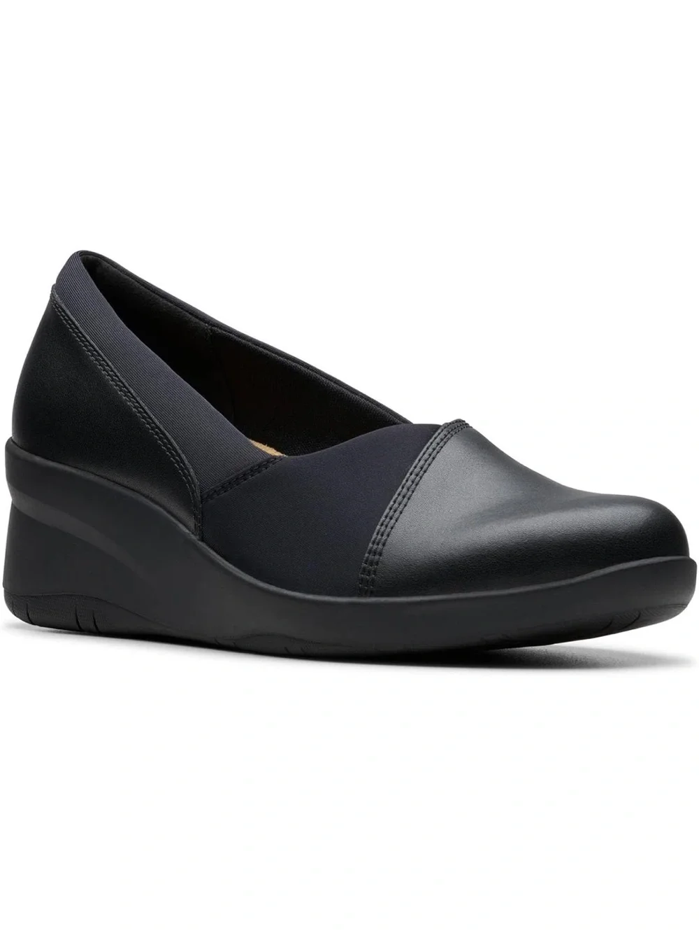 Clarks Women's Suttyn Walk Wedge Blk leather 11W 1281-1